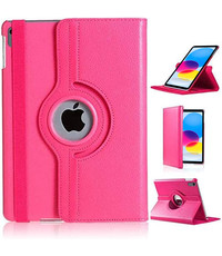 Ntech iPad 2022 hoes Draaibare bookcase Roze - iPad hoes 10th generatie