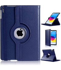 Ntech iPad 2022 hoes Draaibare bookcase Dark Blauw - iPad hoes 10th generatie