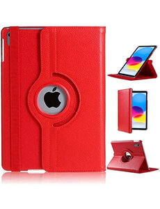 Ntech iPad 2022 hoes Draaibare bookcase Rood - iPad hoes 10th generatie