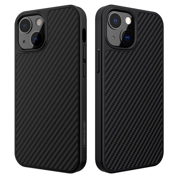 Ntech Hoesje Geschikt voor iPhone 12 Pro Max Hoesje Carbon Fiber Patroon - Backcover luxe case – Zwart