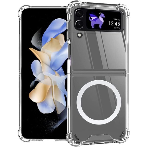 Ntech Hoesje Geschikt Voor Samsung Galaxy Z Flip 4 transparant magnetisch backcover hoesje
