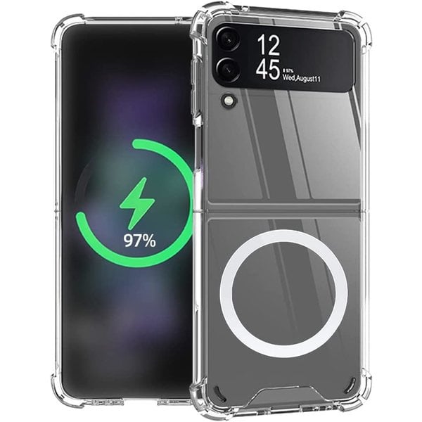 Ntech Hoesje Geschikt Voor Samsung Galaxy Z Flip 3 transparant magnetisch backcover hoesje