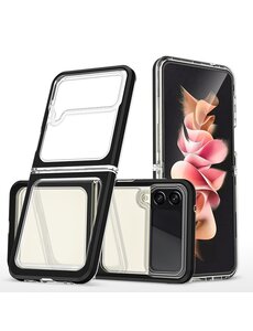 Ntech Samsung Z Flip 4 Hoesje met bumper Zwart / Transparant