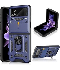 Ntech Samsung Z Flip 4 hoesje Anti-Shock Hybrid Armor Blauw