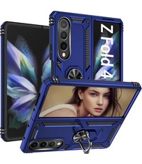 Ntech Samsung Z fold 4 Hoesje Anti-Shock Hybrid Armor hoesje Blauw