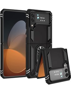 Ntech Samsung Z Flip 4 Hoesje Anti-Shock Hybrid Armor hoesje Zwart