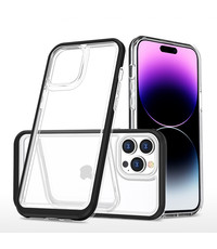 Ntech iPhone 14 Pro Max Hoesje met bumper Zwart / Transparant