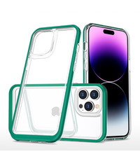 Ntech iPhone 14 Pro Max Hoesje met bumper Groen / Transparant