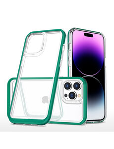 Ntech iPhone 14 Pro Max Hoesje met bumper Groen / Transparant