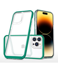 Ntech iPhone 14 Pro Hoesje met bumper Groen / Transparant