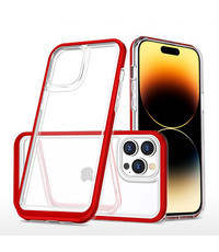 Ntech iPhone 14 Pro Hoesje met bumper Rood / Transparant