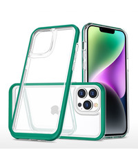 Ntech iPhone 14 Hoesje met bumper Groen / Transparant