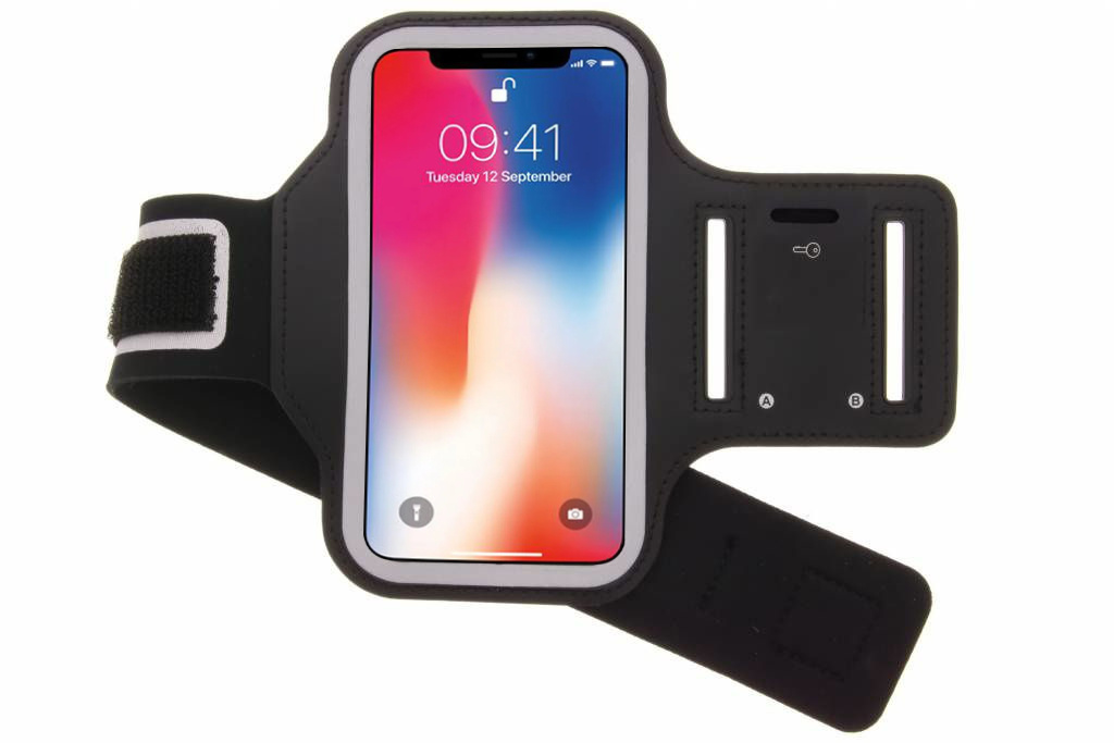 iPhone X hardloop armband Sportband hoesje zwart - Phonecompleet.nl