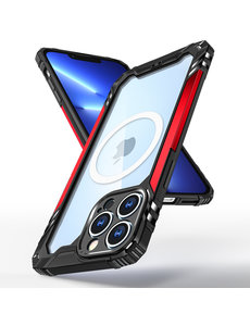 Ntech iPhone 13 hoesje met Oplaadfunctie Rood