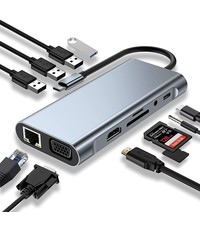 Ntech USB C Hub 11 Poorten - Docking Station Laptop Grenect USB C Kabel