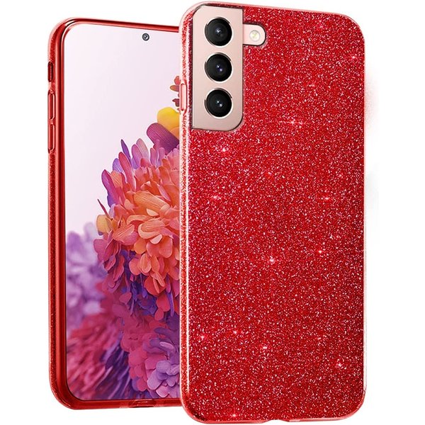 oTronica Hoesje Geschikt Voor Samsung Galaxy S22 Plus hoesje glitter backcover – Rood – oTronica