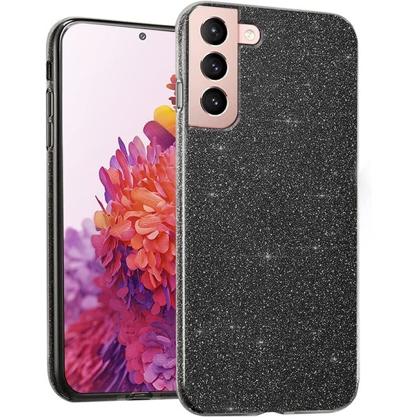 oTronica Hoesje Geschikt Voor Samsung Galaxy S22 hoesje glitter backcover – Zwart – oTronica
