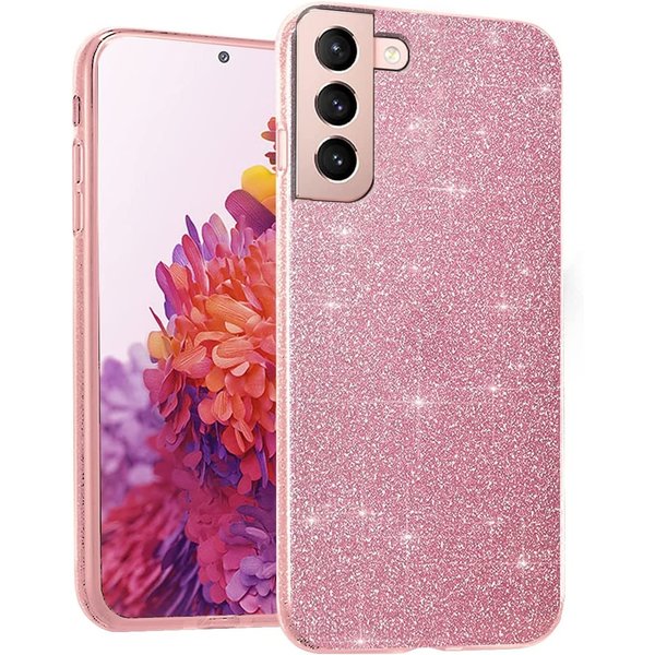 oTronica Hoesje Geschikt Voor Samsung Galaxy S22 Plus hoesje glitter backcover – Rosegoud – oTronica