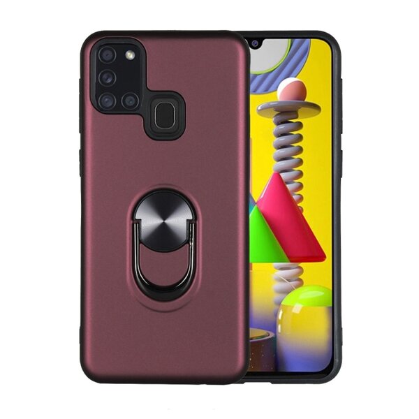 Ntech Hoesje Geschikt Voor Samsung Galaxy A21S hoesje Shockproof Armor case - back cover – TPU – Wijn Rood