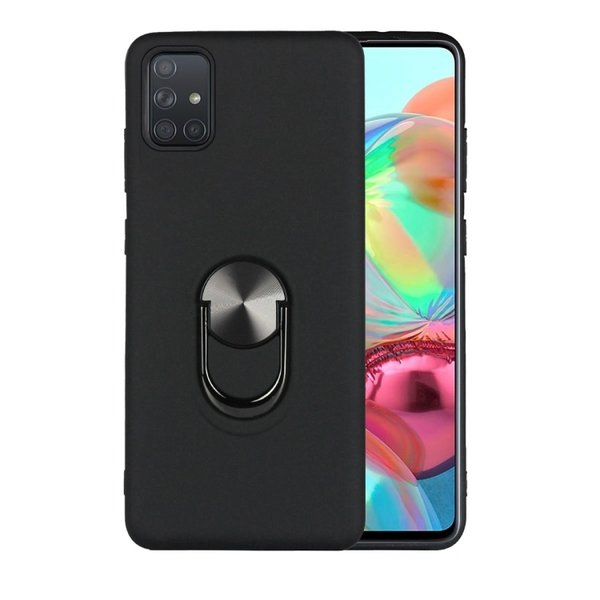 Ntech Hoesje Geschikt Voor Samsung Galaxy A71 hoesje Shockproof Armor case met Ringhouder - back cover – TPU – Zwart