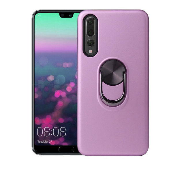 Ntech Hoesje Geschikt voor Huawei P20 hoesje Shockproof Armor case - back cover – TPU – Licht Paars