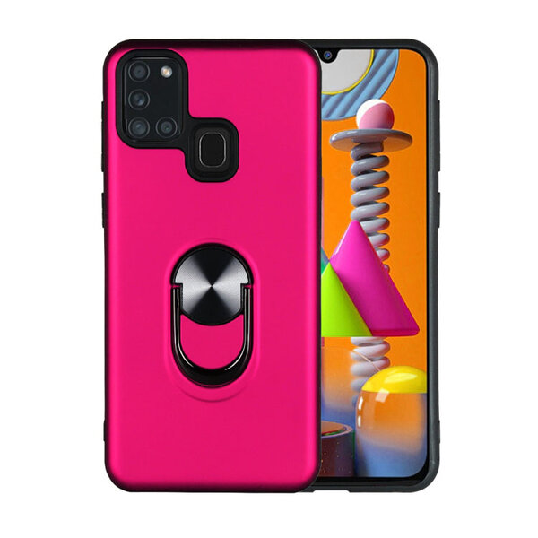 Ntech Hoesje Geschikt Voor Samsung Galaxy A21S hoesje Shockproof Armor case - back cover – TPU – Roze
