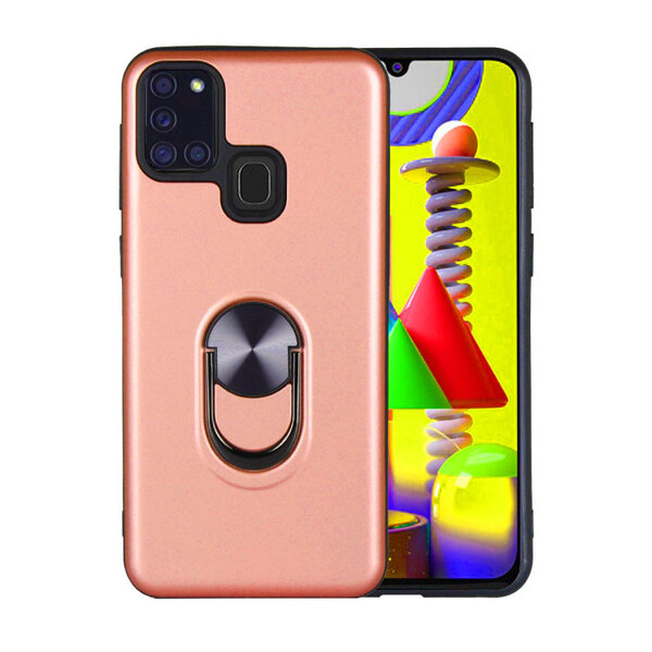Ntech Hoesje Geschikt Voor Samsung Galaxy A21S hoesje Shockproof Armor case - back cover – TPU – Licht Roze