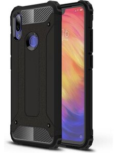 Merkloos Xiaomi Redmi Note 7 Hoesje - Armor Hybrid - Zwart