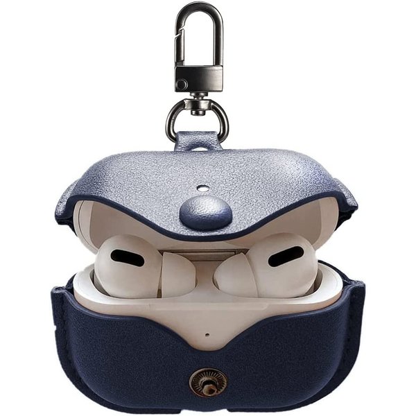 Ntech Hoesje Geschikt voor Apple Airpodss Pro hoesje Case met sleutelhanger – Blauw