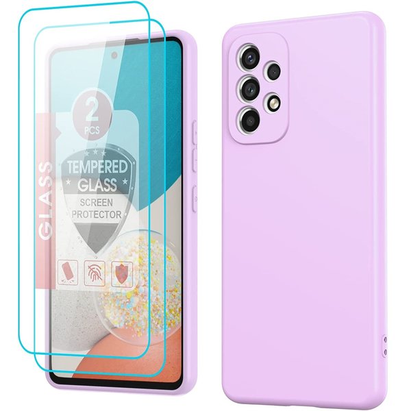 Ntech Hoesje Geschikt Voor Samsung Galaxy A23 4G hoesje silicone soft cover Lila - Galaxy A23 5G Silicone hoesje - A23 Screenprotector 2 pack
