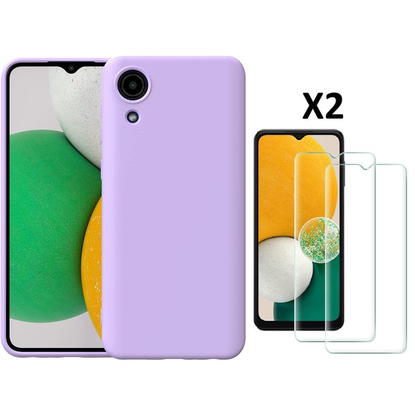 Ntech Hoesje Geschikt Voor Samsung Galaxy A03 Core hoesje silicone soft cover Lila - Hoesje Geschikt Voor Samsung Galaxy Galaxy A03 core Silicone hoesje - Ao3 Core Screenprotector 2 pack