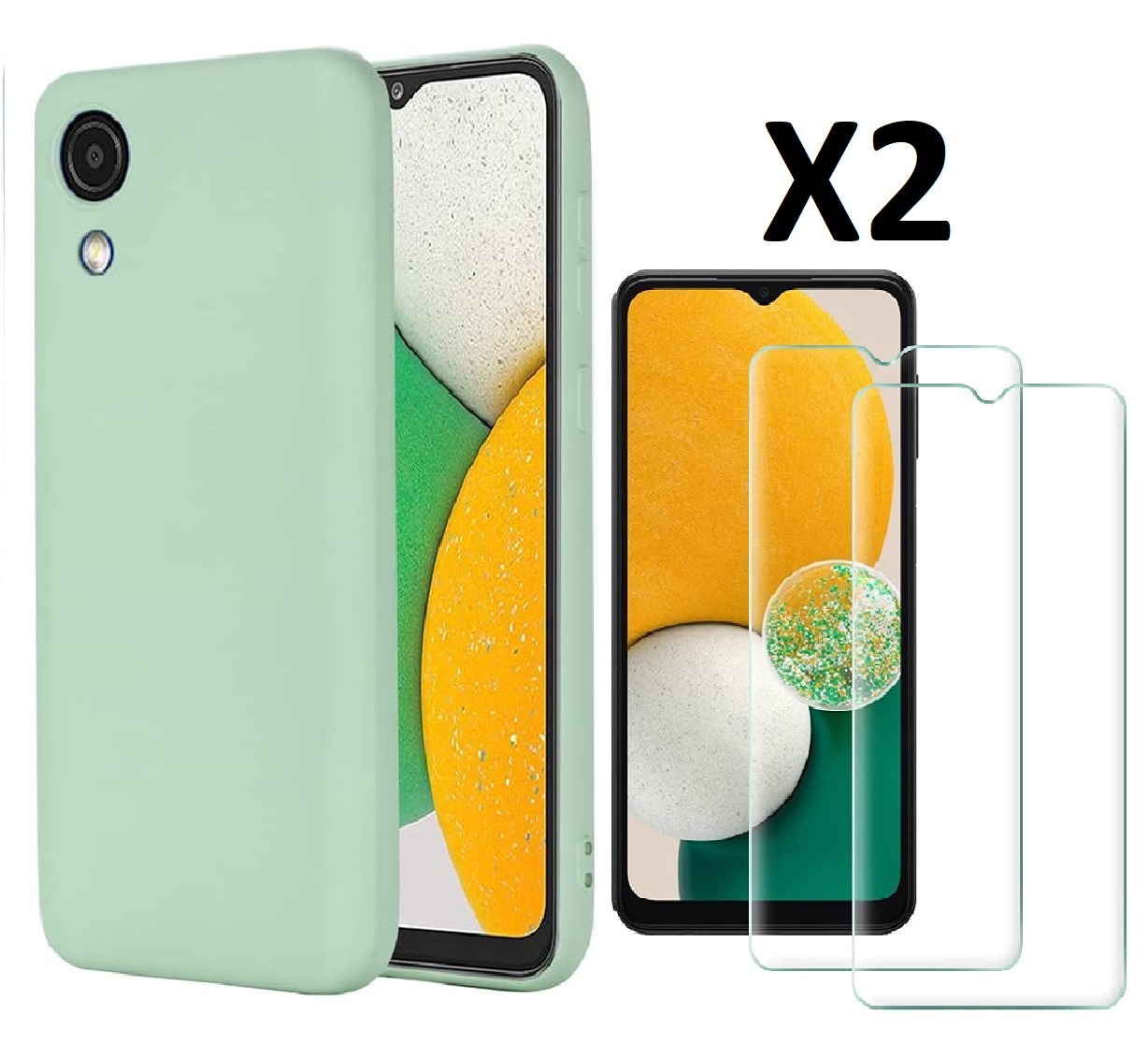 Samsung A03 Core hoesje silicone soft cover Groen - Samsung Galaxy A03 Silicone hoesje - Ao3 Core Screenprotector 2 pack - Phonecompleet.nl