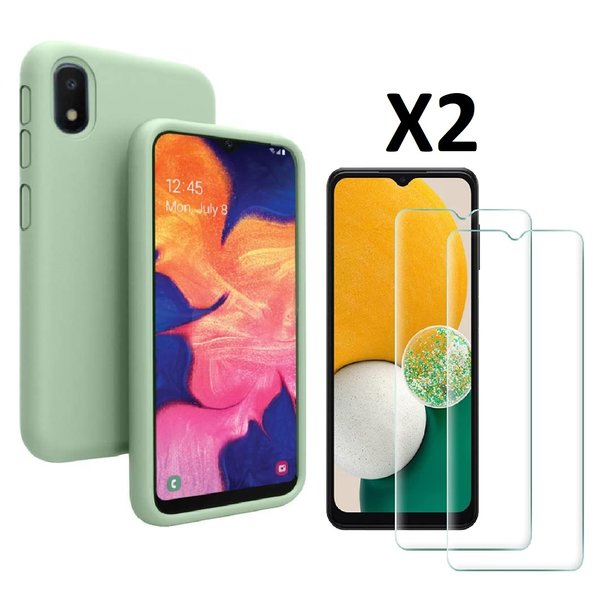 Ntech Hoesje Geschikt Voor Samsung Galaxy A03 Core hoesje silicone soft cover Groen - Hoesje Geschikt Voor Samsung Galaxy Galaxy A03 core Silicone hoesje - Ao3 Core Screenprotector 2 pack