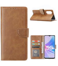 Ntech Oppo A97 5G Hoesje met Pasjeshouder Bruin