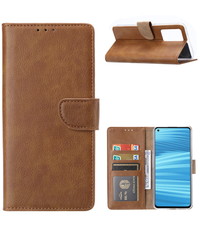 Ntech Realme GT2 5G Hoesje met Pasjeshouder Bruin