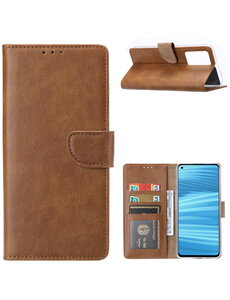Ntech Realme GT2 5G Hoesje met Pasjeshouder Bruin