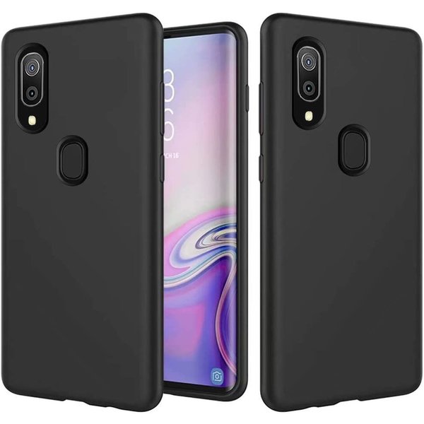 Ntech Hoesje Geschikt Voor Samsung Galaxy A20 Hoesje - Fluweelzachte Microvezel Siliconen Back Cover – Zwart