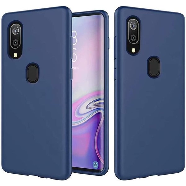 Ntech Hoesje Geschikt Voor Samsung Galaxy A30 Hoesje - Fluweelzachte Microvezel Siliconen Back Cover – Donkerblauw