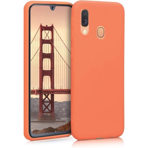Ntech Hoesje Geschikt Voor Samsung Galaxy A30 Hoesje - Fluweelzachte Microvezel Siliconen Back Cover – Koraal