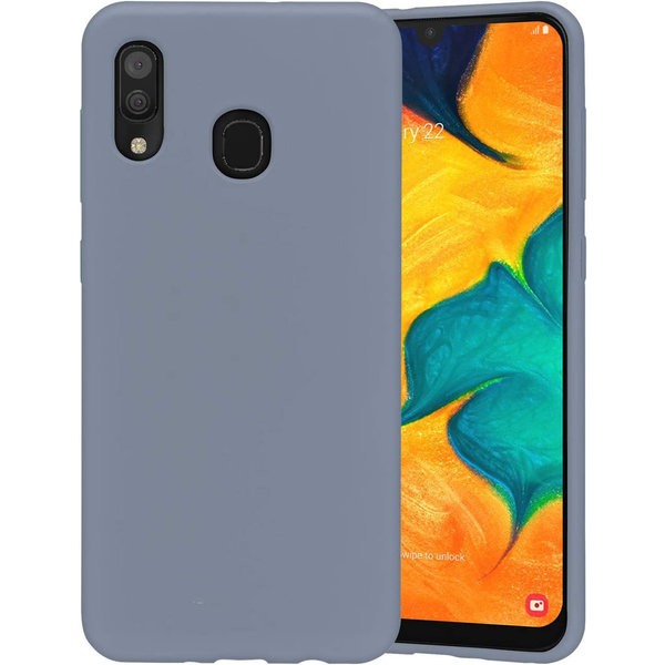 Ntech Samsung Galaxy A30 Hoesje - Fluweelzachte Microvezel Siliconen Back Cover – Grijs