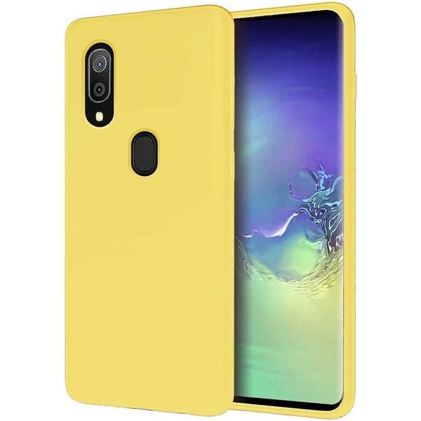 Ntech Samsung Galaxy A30 Hoesje - Fluweelzachte Microvezel Siliconen Back Cover – Geel