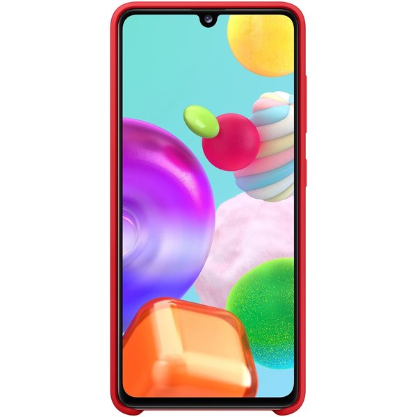 Ntech Hoesje Geschikt Voor Samsung Galaxy A41 Hoesje - Fluweelzachte Microvezel Siliconen Back Cover – Rood