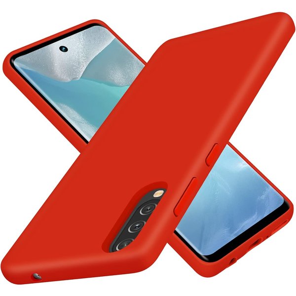 Ntech Hoesje Geschikt Voor Samsung Galaxy A50 Hoesje - Fluweelzachte Microvezel Siliconen Back Cover – Rood