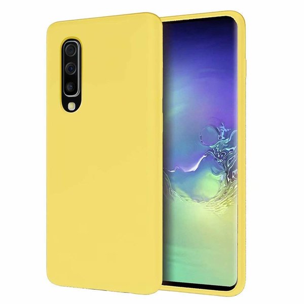 Ntech Hoesje Geschikt Voor Samsung Galaxy A50 Hoesje - Fluweelzachte Microvezel Siliconen Back Cover – Geel