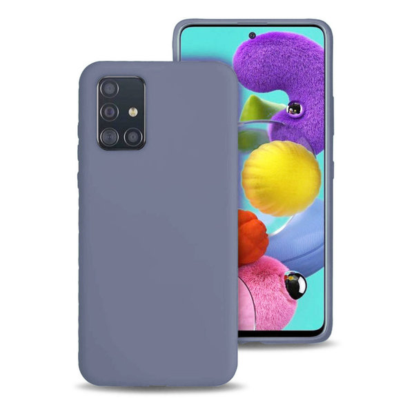 Ntech Hoesje Geschikt Voor Samsung Galaxy A51 Hoesje - Fluweelzachte Microvezel Siliconen Back Cover – Grijs