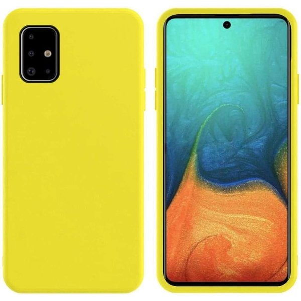 Ntech Hoesje Geschikt Voor Samsung Galaxy A51 Hoesje - Fluweelzachte Microvezel Siliconen Back Cover – Geel