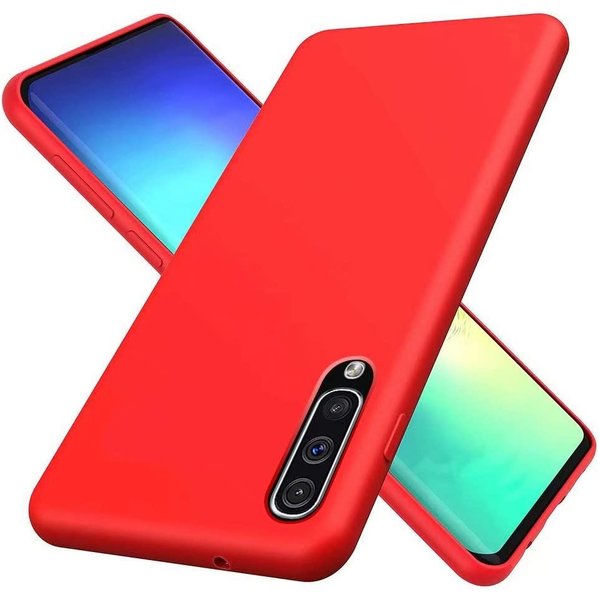 Ntech Hoesje Geschikt Voor Samsung Galaxy A70 Hoesje - Fluweelzachte Microvezel Siliconen Back Cover – Rood