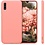 Ntech Hoesje Geschikt Voor Samsung Galaxy A70 Hoesje - Fluweelzachte Microvezel Siliconen Back Cover – Koraal
