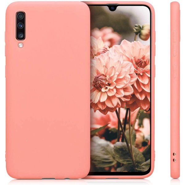 Ntech Hoesje Geschikt Voor Samsung Galaxy A70 Hoesje - Fluweelzachte Microvezel Siliconen Back Cover – Koraal