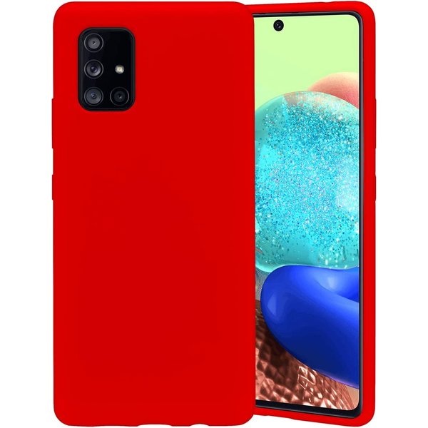Ntech Hoesje Geschikt Voor Samsung Galaxy A71 Hoesje - Fluweelzachte Microvezel Siliconen Back Cover – Rood
